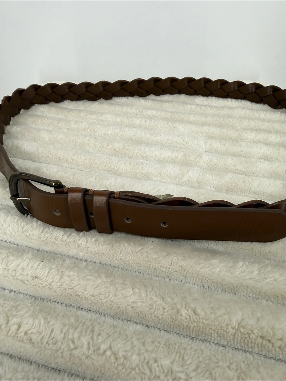 Classic Brown Braided Leather Belt for Men